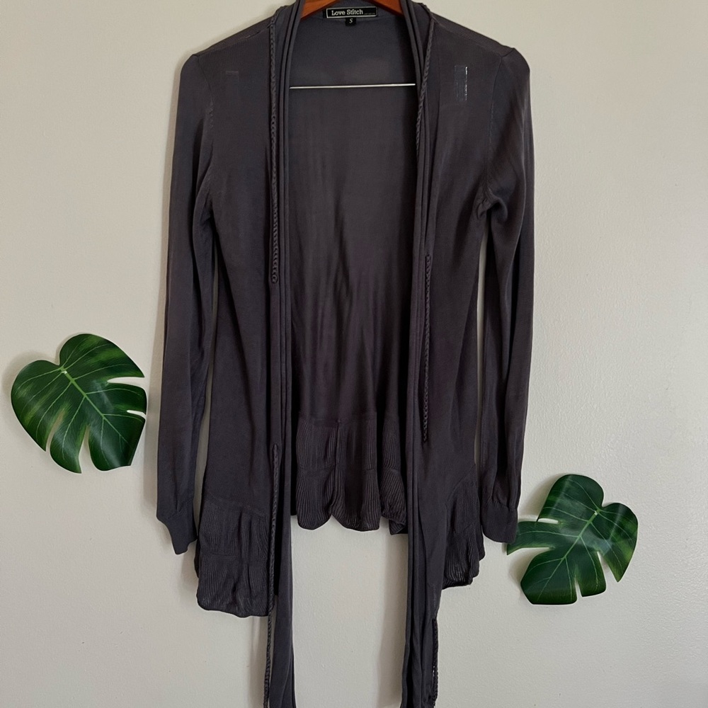 Love Stitch Gray braided Cardigan
